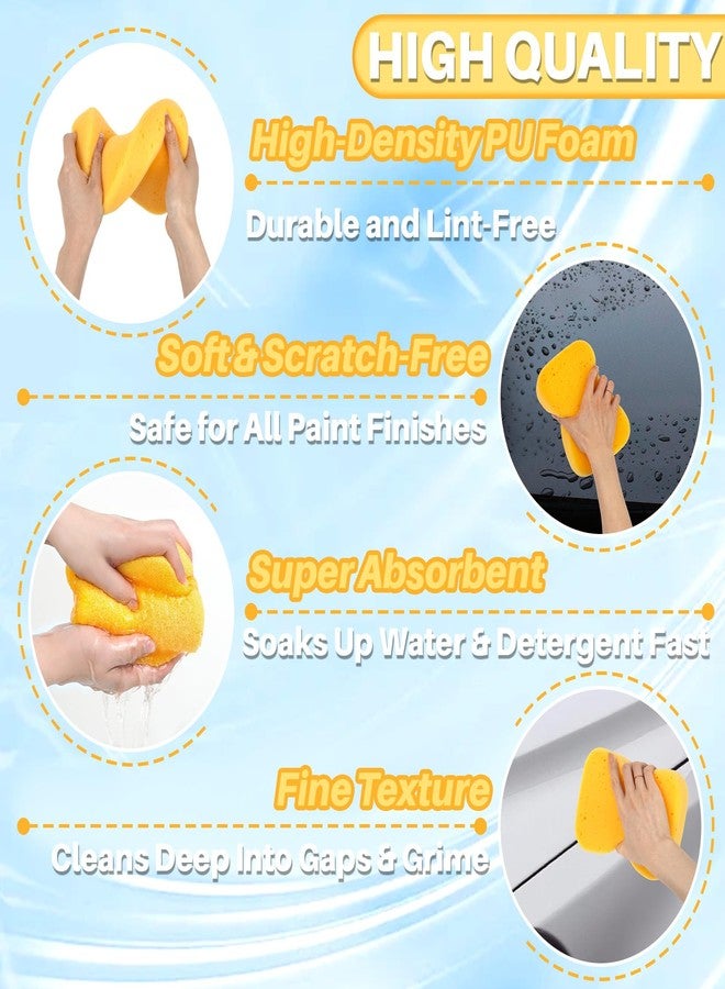 RAINFLOW 4PCS Large Car Wash Sponge – Sponges for Cleaning Extra Thick High-Density Pottery Pponges, Scratch-Free, Super Absorbent, Reusable for Auto Detailing, Waxing, and Cleaning - Image 3